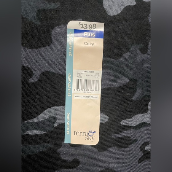 Terra & Sy 3X Black Camo Crewneck Lightweight Sweatshirt. NWT - Picture 4 of 4